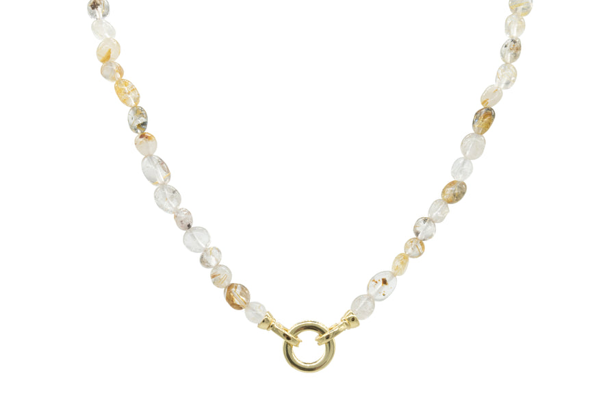 Collar piedras naturales con broche circular para dijes