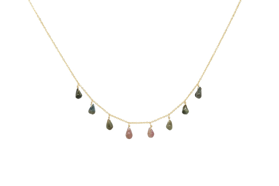 Collar de gotas de turmalina con cadena