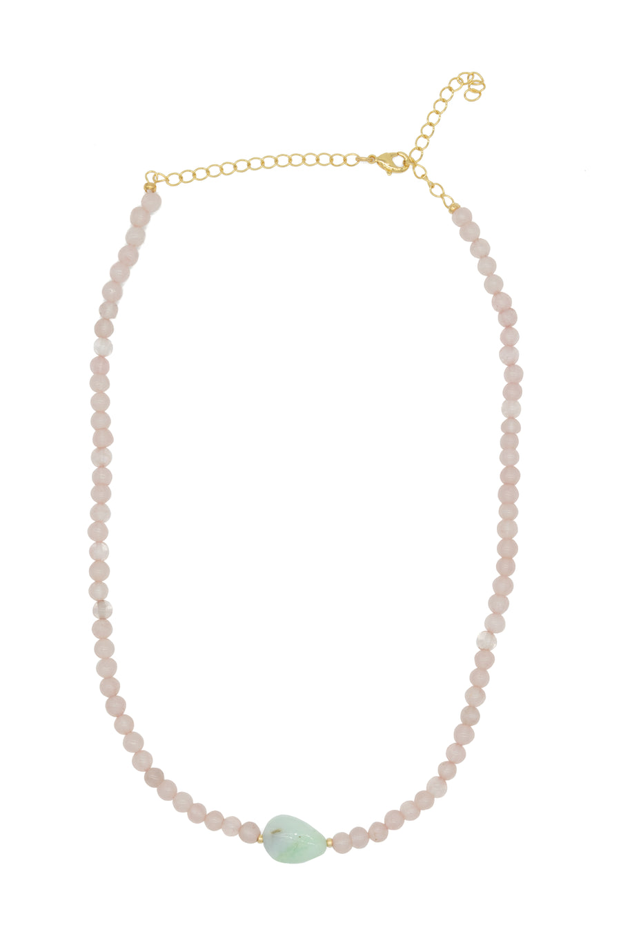 Collar de cuarzos con morganita central