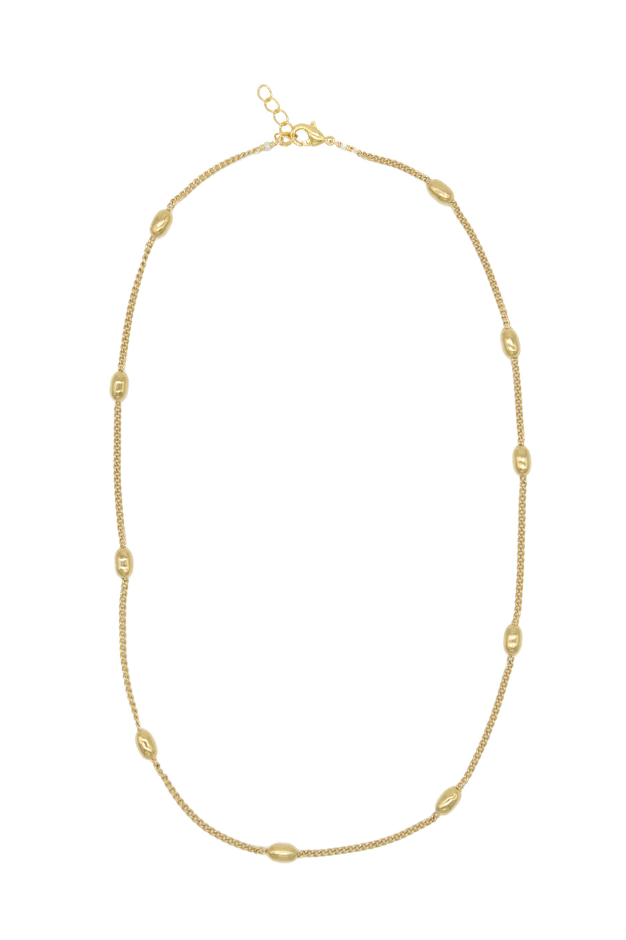 Cadena dorada cuentas ovaladas