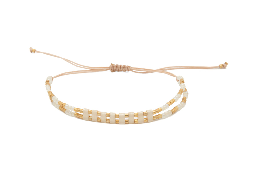 Pulsera ajustable  miyuki crema