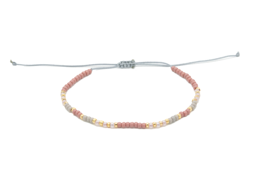Pulsera miyuki gris y rosa