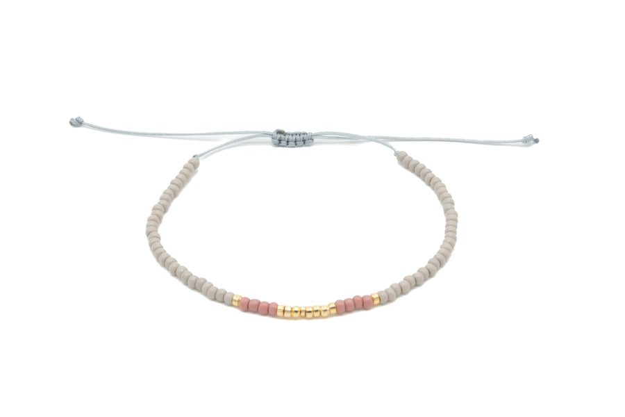 Pulsera miyuki gris y rosa