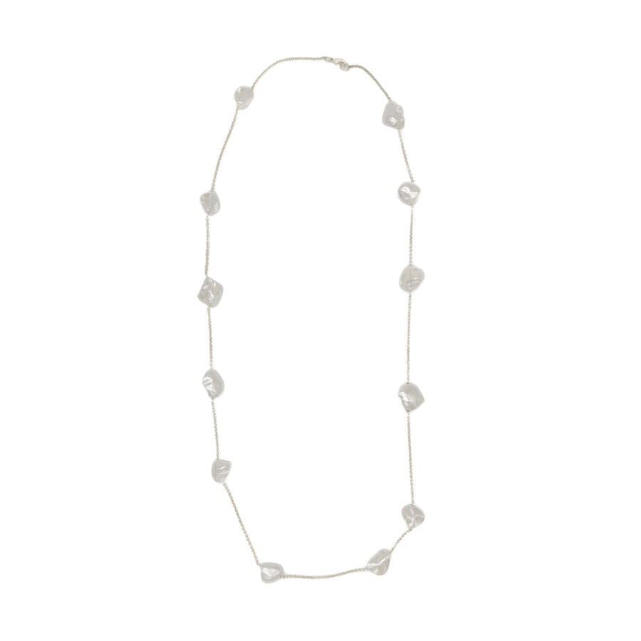 Collar largo de plata con perlas