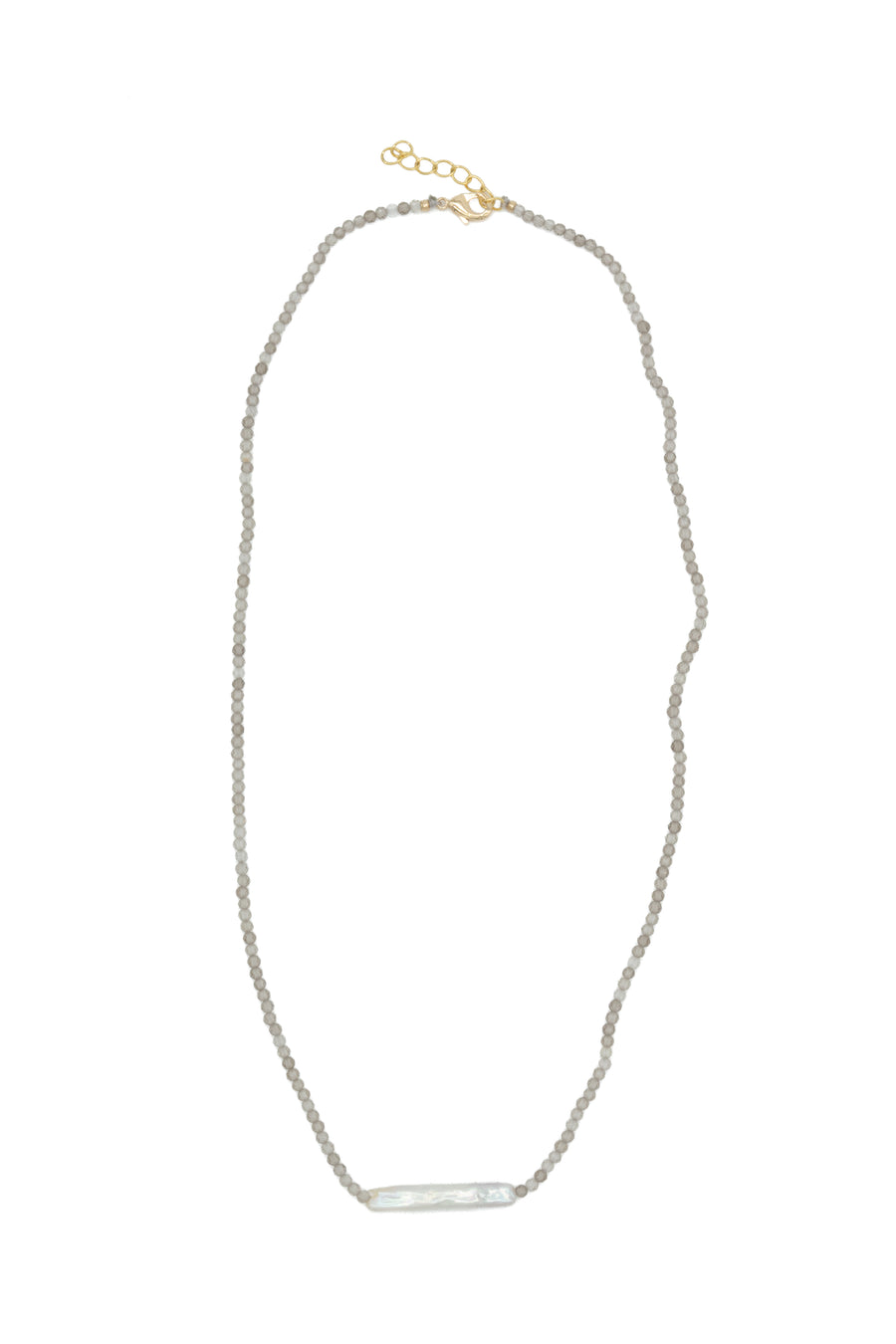 Collar corto labradorita y perla larga