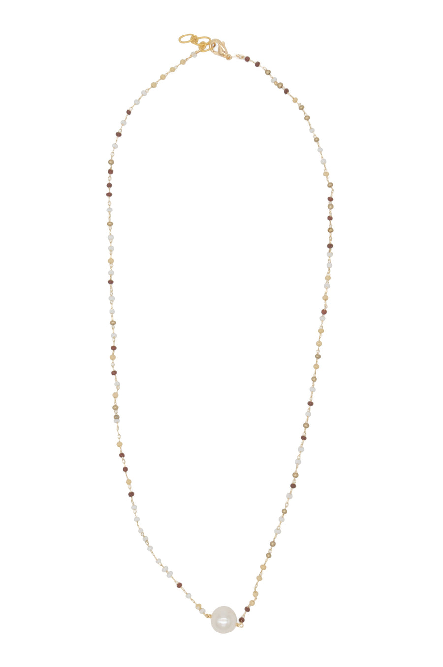 Collar de mini chaquira con perla jumbo