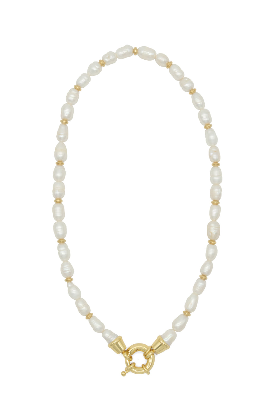 Collar perlas broche circular