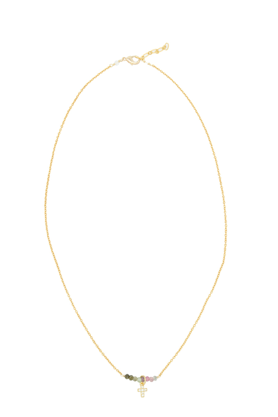 Collar línea turmalina con mini cruz de zirconias