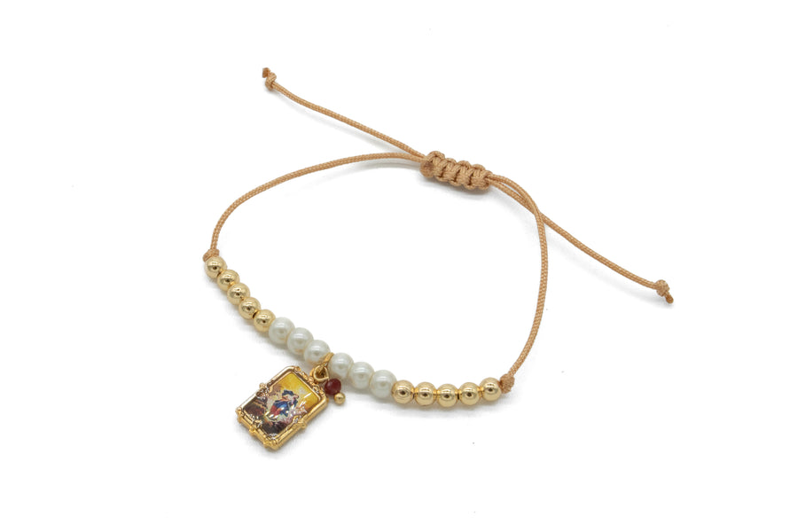 Pulsera ajustable Desatanudos con línea de perlas