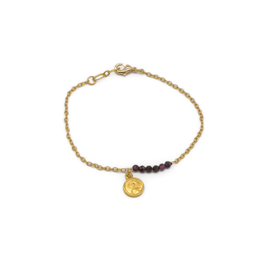 Pulsera con línea de piedras vino con escapulario