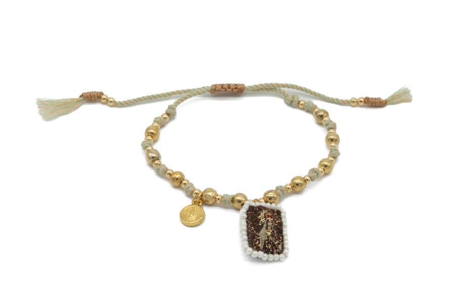 Pulsera ajustable de Escapulario bordado y medalla Virgen de Guadalupe