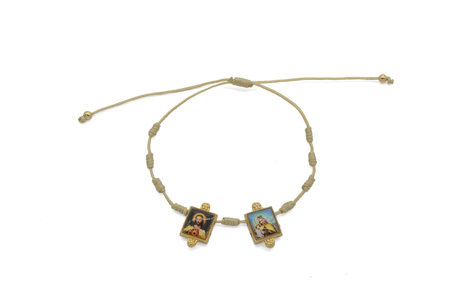 Pulsera decenario ajustable con Escapulario en color