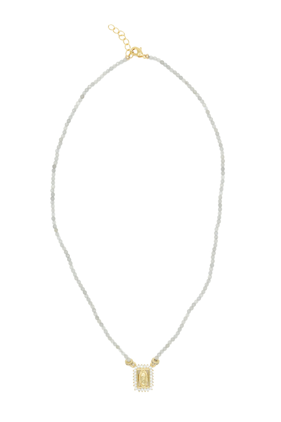 Collar Virgen de Guadalupe con zirconias y labradorita