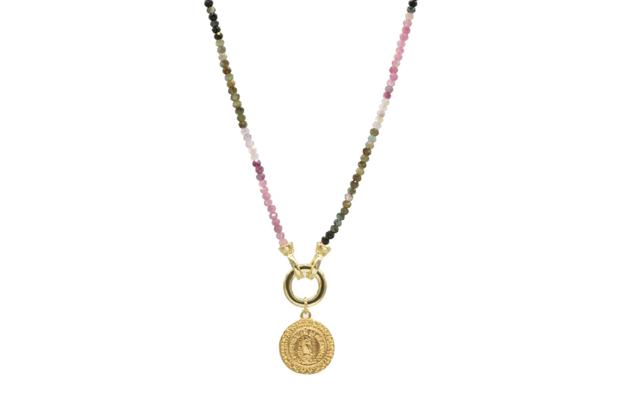 Collar Virgen de Guadalupe circulo turmalinas