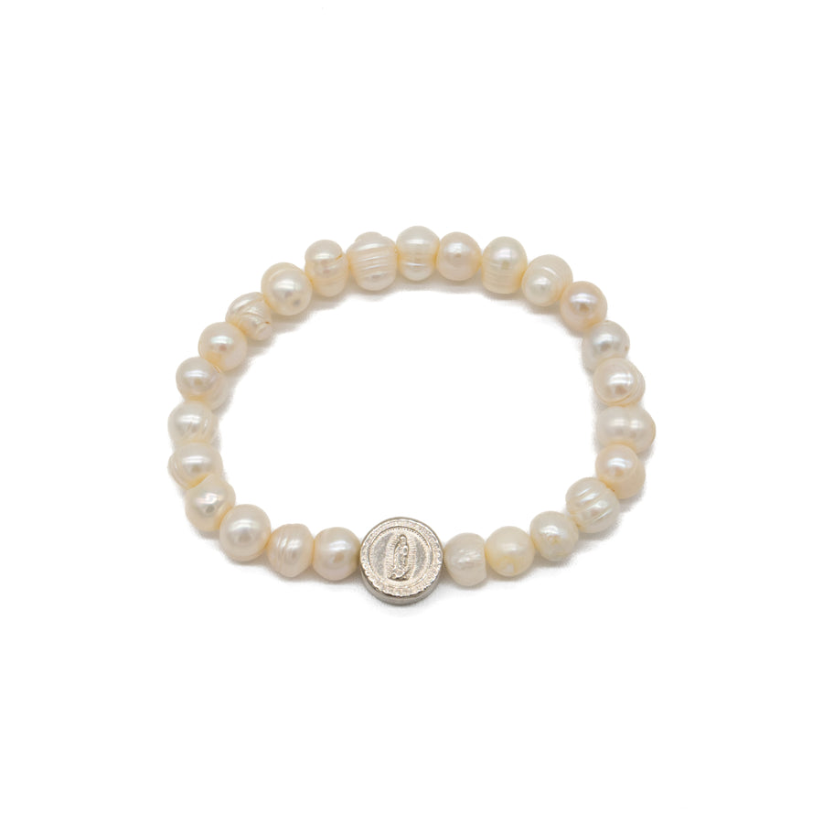 Pulsera de perlas con Virgen de Guadalupe