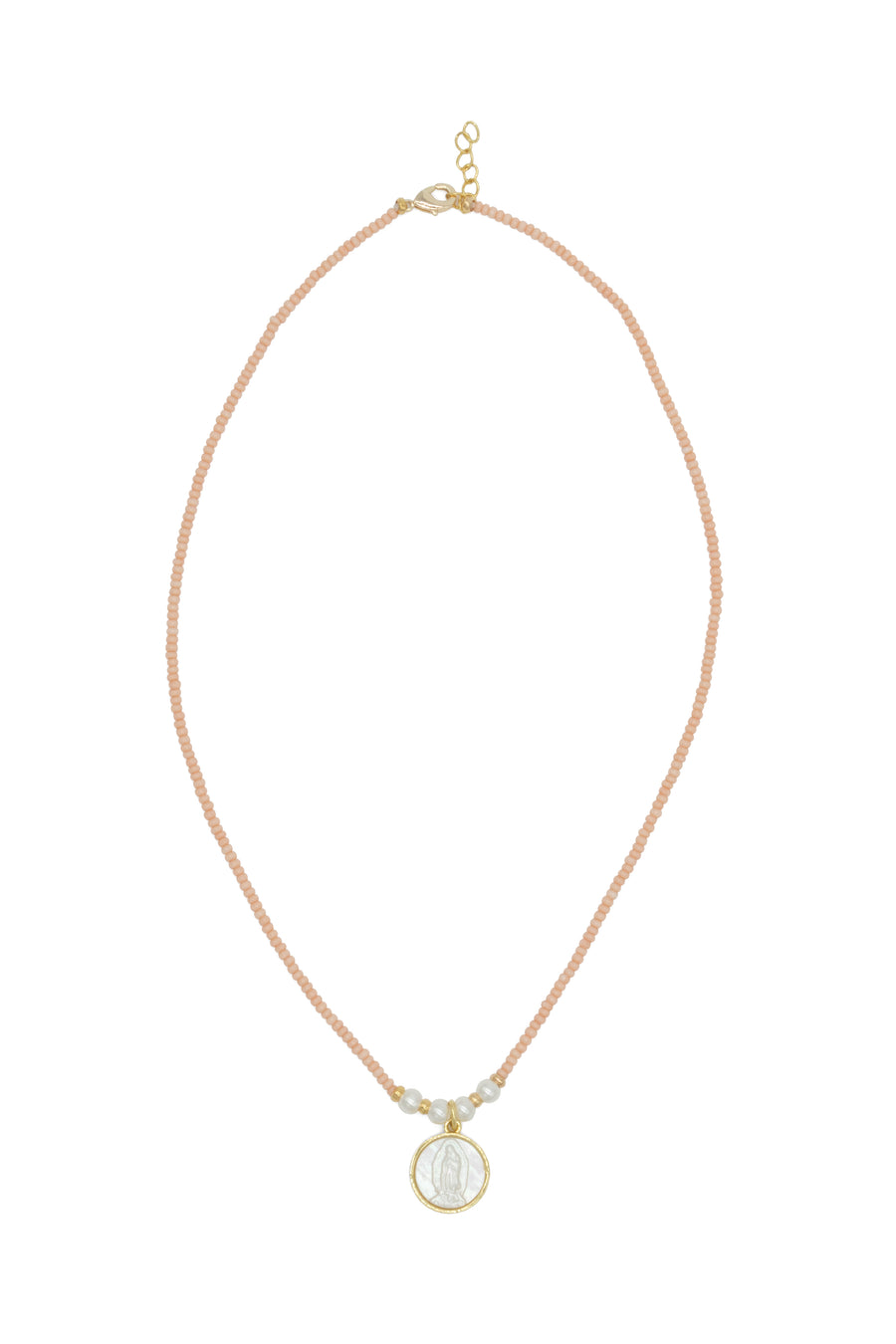 Collar chaquira con Virgen de Guadalupe