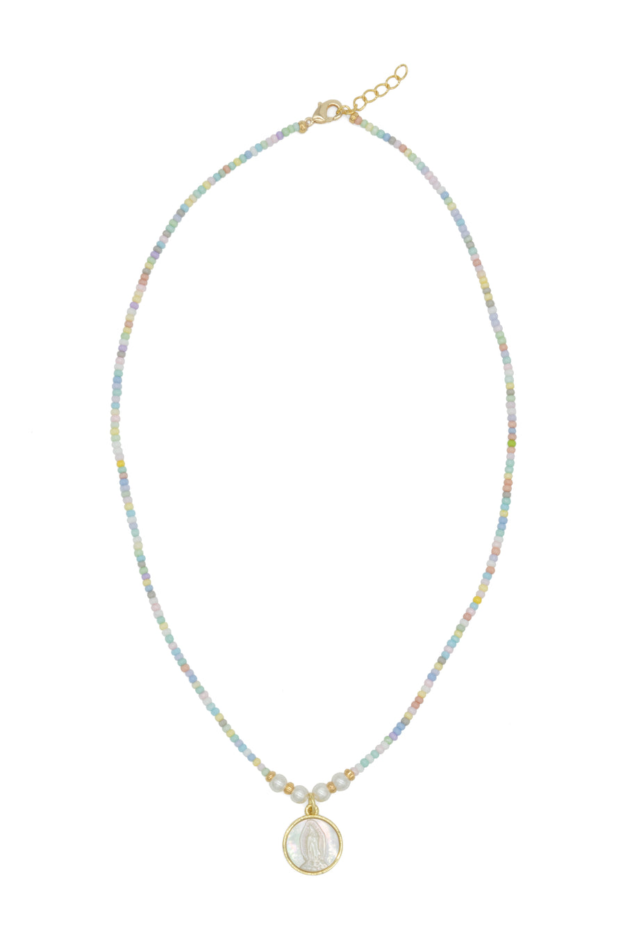 Collar chaquira con Virgen de Guadalupe