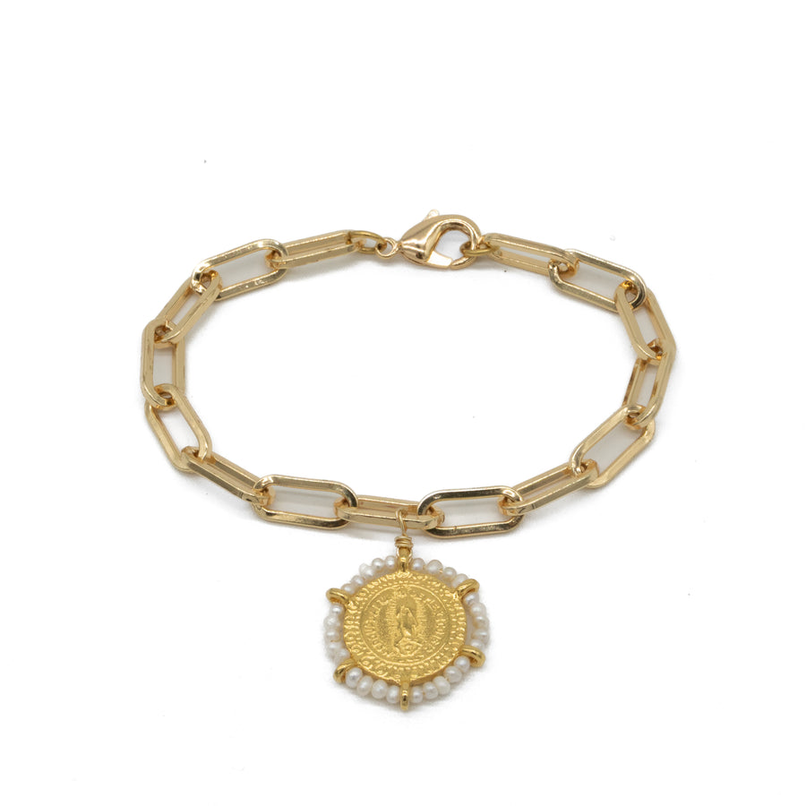 Pulsera con Virgen de Guadalupe bordada