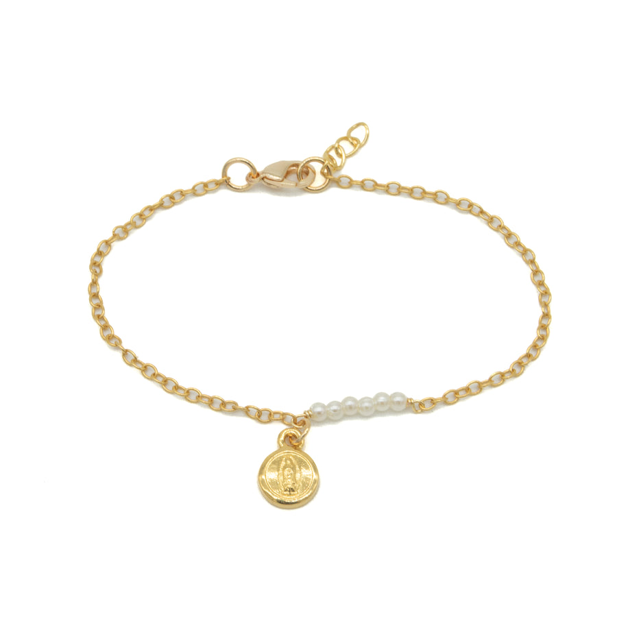 Pulsera de perlitas con Virgen de Guadalupe
