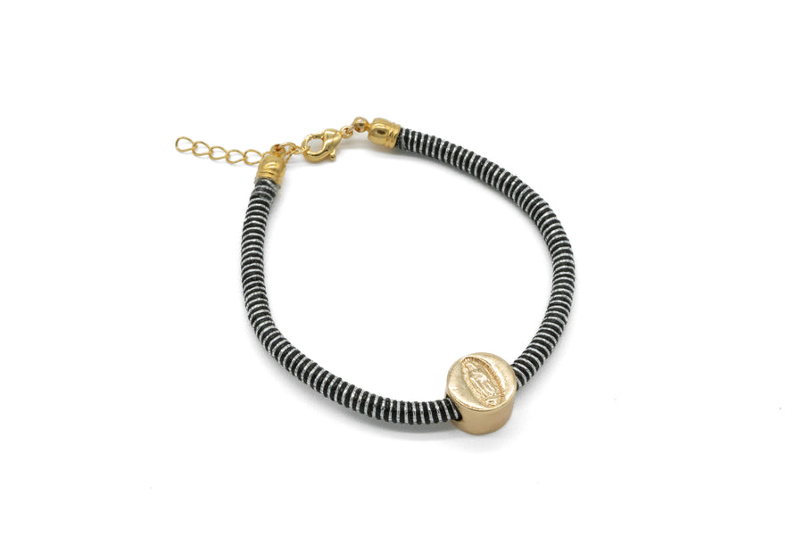 Pulsera San Benito tambor cordón metálico